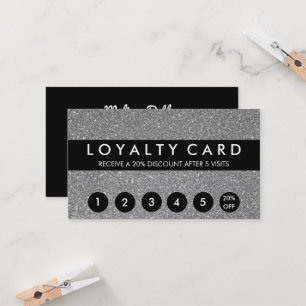Tarjeta De Fidelización Lealtad del cliente de Silver Purpurina