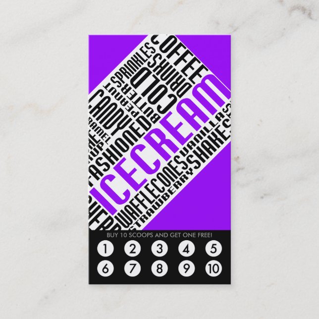 Tarjeta De Fidelización lealtad del helado (wordWEBs) (Anverso)