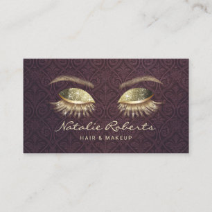 Tarjeta De Fidelización Lealtad del Salón de Eyelash de Oro Vintage Purple