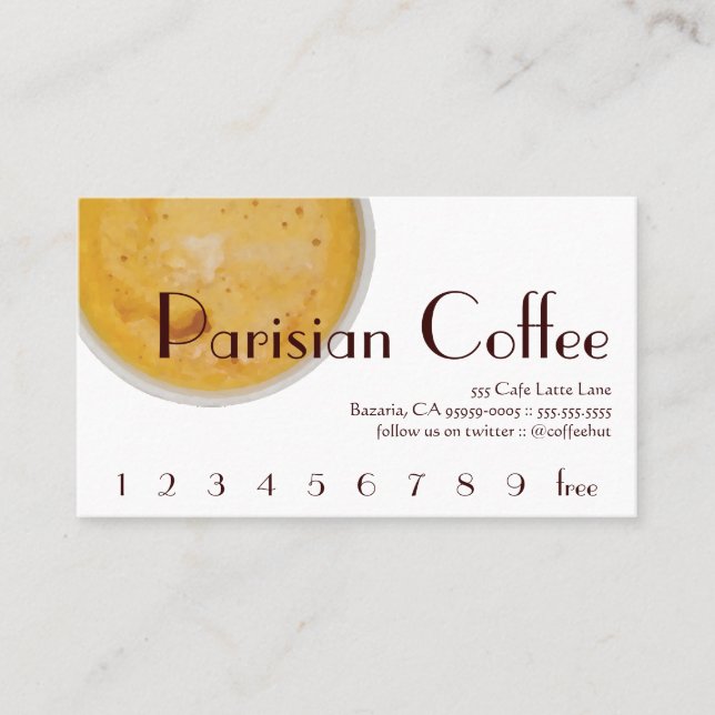 Tarjeta De Fidelización Lealtad parisiense de la bebida del café/tarjeta (Anverso)