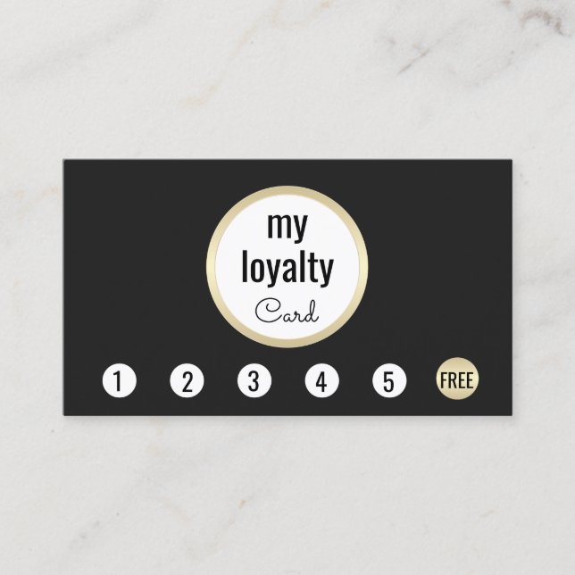 Tarjeta De Fidelización Lealtad profesional Gold Black Customer 6 Punch (Anverso)