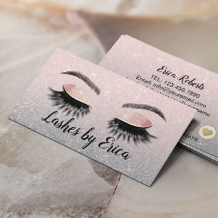 Tarjeta De Fidelización Lealtad Purpurina Rosa de Eyelash Makeup Artista R