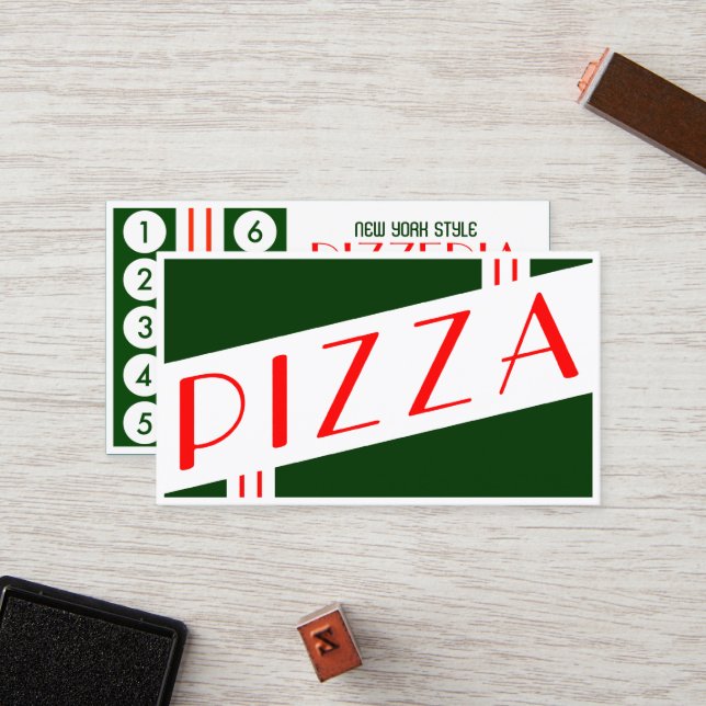 Tarjeta De Fidelización lealtad retra del cliente de la pizzería (Anverso/Reverso In Situ)