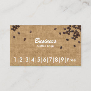 Tarjeta De Fidelización Lealtad rústica del café de la arpillera de los