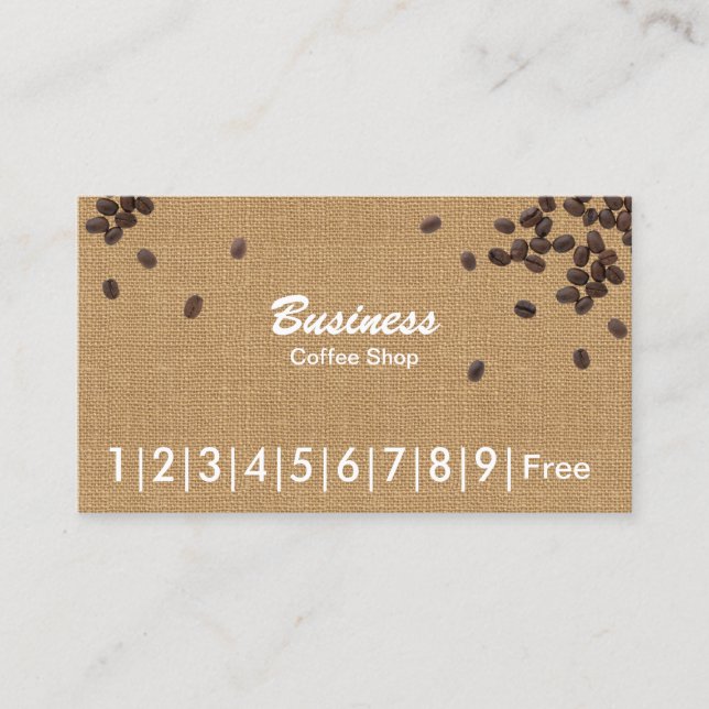 Tarjeta De Fidelización Lealtad rústica del café de la arpillera de los (Anverso)
