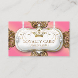 Tarjeta De Fidelización Lealty Card Diamonds Gold Purpurina Crown