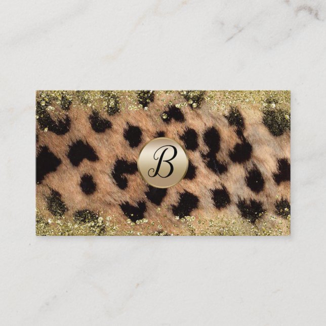 Tarjeta De Fidelización Leopard Cheetah Gold Purpurina Lealty (Anverso)