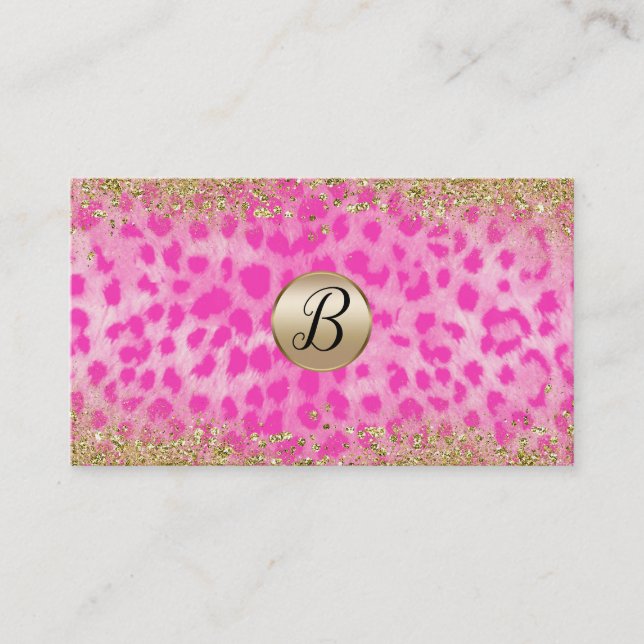 Tarjeta De Fidelización Leopardo Rosa Cheetah Gold Purpurina Lealtad al cl (Anverso)