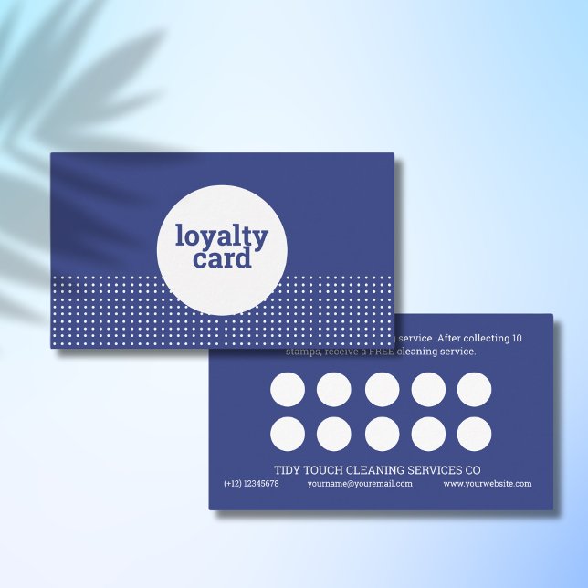Tarjeta De Fidelización Limpieza de puntos clásicos de polka azul blanco (Subido por el creador)
