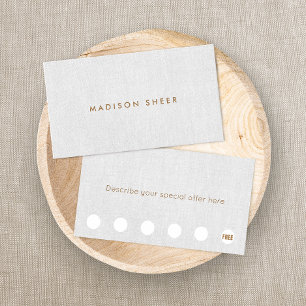 Tarjeta De Fidelización Lino gris claro minimalista 6 fidelidad de punzón