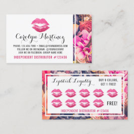 Tarjeta De Fidelización Lipstick Distribuidor Floral Kiss Loyalty Punch