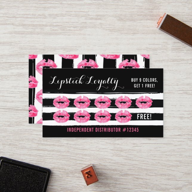 Tarjeta De Fidelización Lipstick Distribuidor Lealtad Besar Llanto (Anverso/Reverso In Situ)