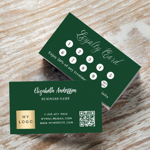 Tarjeta De Fidelización Logo corporativo de código qr verde esmeralda