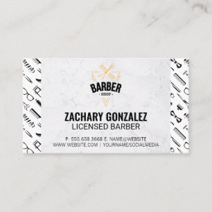 Tarjeta De Fidelización Logo de Barber Mármol del patrón de herramientas