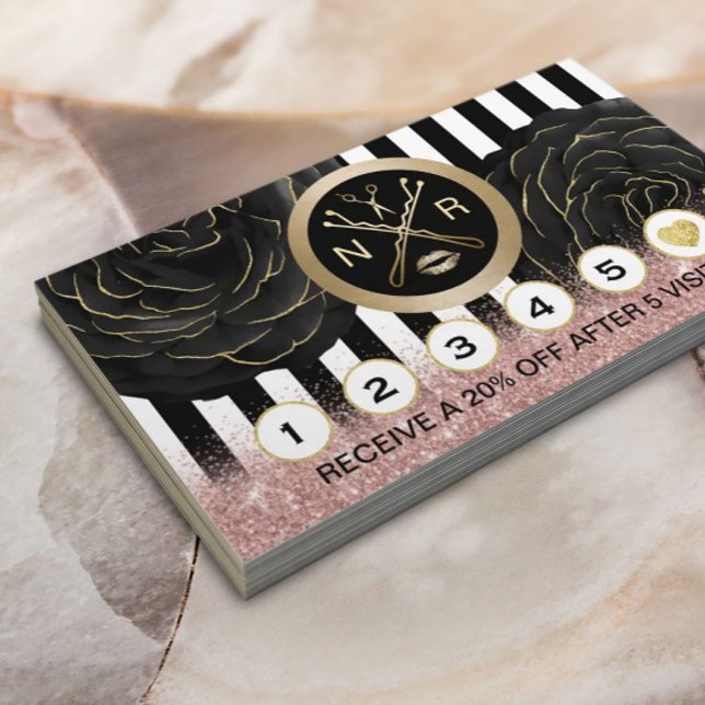 Tarjeta De Fidelización Logo de la Salón de Belleza Bandas Modernas de Flo (Subido por el creador)