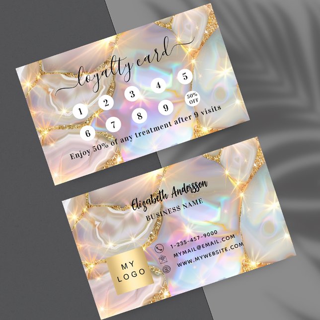 Tarjeta De Fidelización Logo de negocios holográficos de la agata de oro d (Subido por el creador)