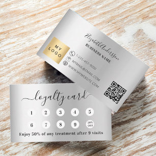 Tarjeta De Fidelización Logo del negocio del código qr plateado