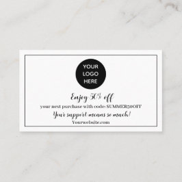 Tarjeta De Fidelización Logotipo blanco negro Gracias a Business Reward Pu