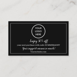 Tarjeta De Fidelización Logotipo blanco negro Gracias a Business Reward Pu