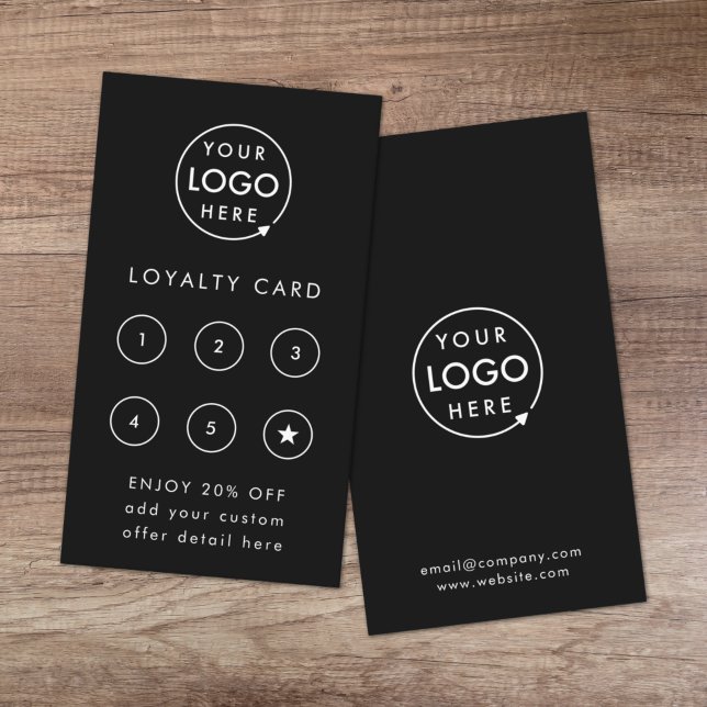 Tarjeta De Fidelización Logotipo comercial | Black Professional Company Pu (Build brand loyalty with this professional modern customer reward card design)