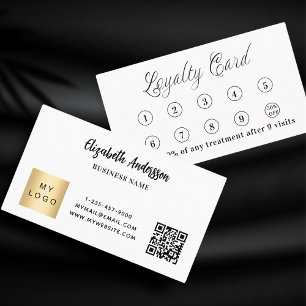 Tarjeta De Fidelización logotipo corporativo de código qr negro blanco