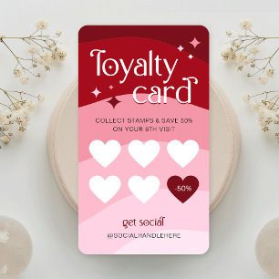 Tarjeta De Fidelización Logotipo de moda rosa y rojo retro Salón Nail Spa