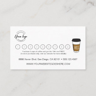 Tarjeta De Fidelización logotipo de personalizable Café sencillo