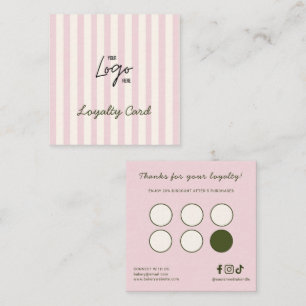 Tarjeta De Fidelización Logotipo Panadería Rayas Rosa Claro y Marfil Cute