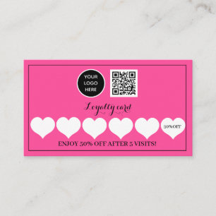 Tarjeta De Fidelización Logotipo rosa caliente Punch de recompensa para em