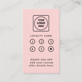 Tarjeta De Fidelización Logotipo Rosa Sonrojo | Diseño de Lealtad Empresar