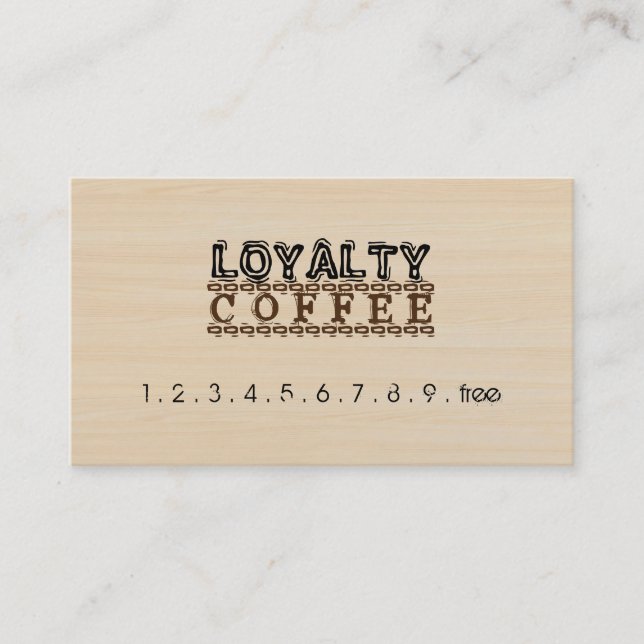 Tarjeta De Fidelización Loyalty Coffee Punch Madera Moderna (Anverso)