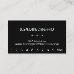 Tarjeta De Fidelización Loyalty Latte Drive-Thru fondo negro