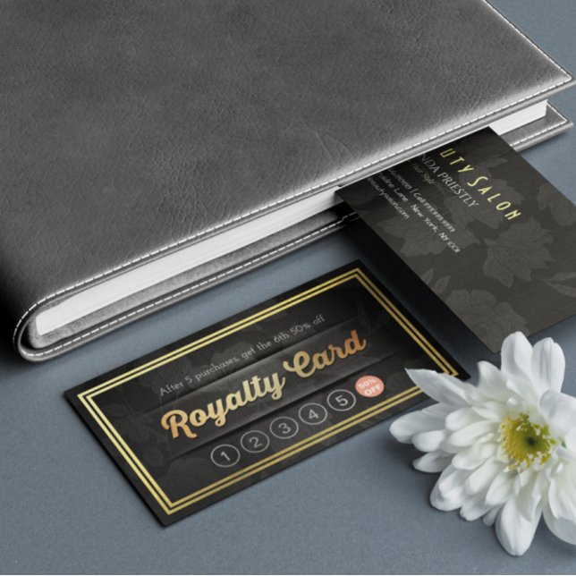 Tarjeta De Fidelización Lujoso Black Gold Makeup Beauty Salón de belleza L (Subido por el creador)