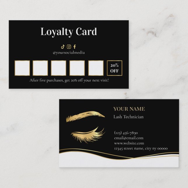 Tarjeta De Fidelización Luxury Lash Technician Loyalty Card (Anverso / Reverso)