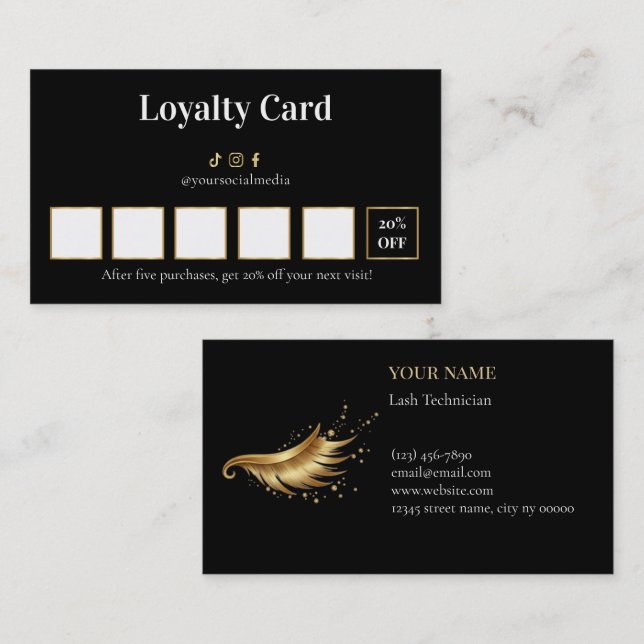 Tarjeta De Fidelización Luxury Lash Technician Loyalty Card (Anverso / Reverso)