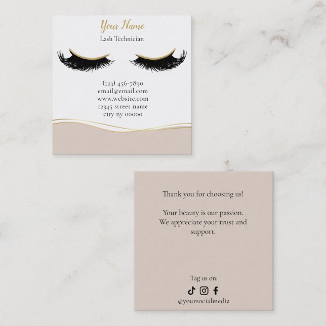 Tarjeta De Fidelización Luxury Lash Technician Thank you Card (Anverso / Reverso)