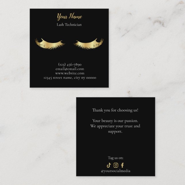 Tarjeta De Fidelización Luxury Lash Technician Thank you Card (Anverso / Reverso)