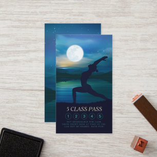 Tarjeta De Fidelización Maestra de Yoga Media Luna Pose 5 Clase Pass