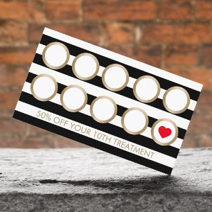 Tarjeta De Fidelización Makeup Artist Salon Modern Stripes Loyalty Punch