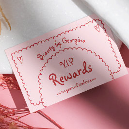 Tarjeta De Fidelización Mano Rosa Retro Girly Rojo Dibujó Boho capricho