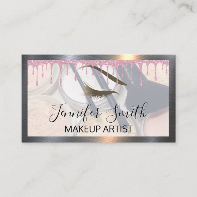 Tarjeta De Fidelización maquillaje y cepillado Purpurina goteo pestañas oc (Anverso)