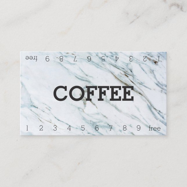 Tarjeta De Fidelización Marble Doble Número Lealtad Café Punch-Card (Anverso)