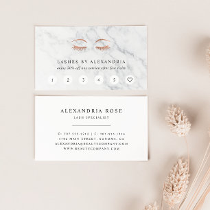 Tarjeta De Fidelización Marble y Rosa de azotes de oro y belleza de brotes