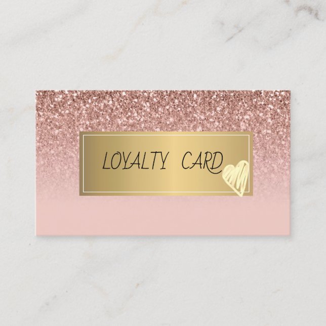 Tarjeta De Fidelización Marco elegante, Rosa de oro  Purpurina de oro (Anverso)