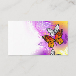Tarjeta De Fidelización Mariposas monarcas en fondo morado