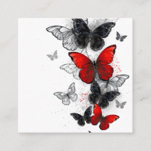 Tarjeta De Fidelización Mariposas Morpho voladoras negras y rojas