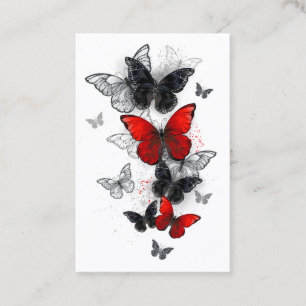Tarjeta De Fidelización Mariposas Morpho voladoras negras y rojas