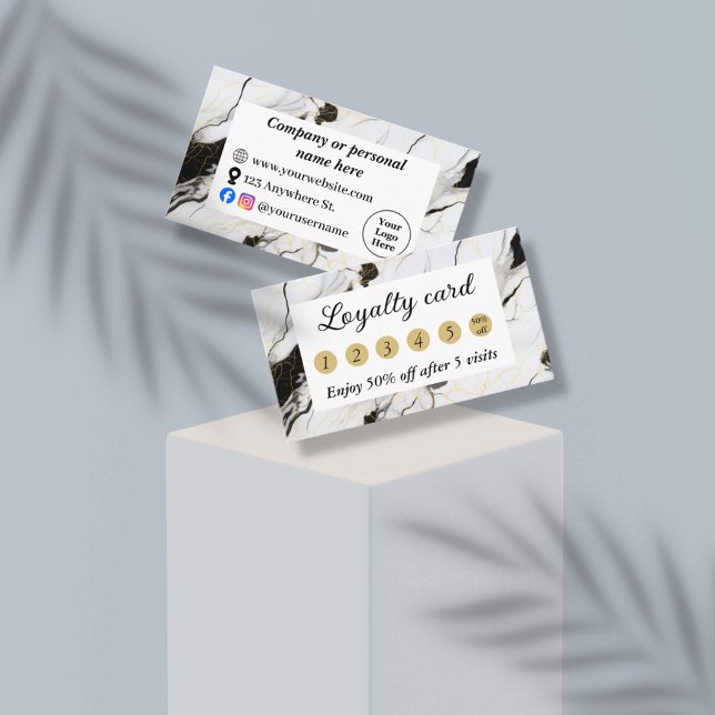 Tarjeta De Fidelización Mármol blanco y negro (Subido por el creador)