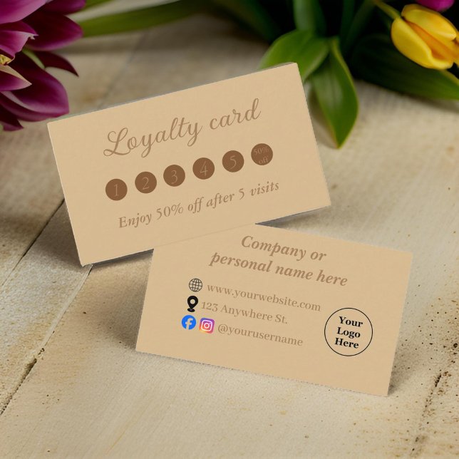 Tarjeta De Fidelización Marrón elegante y simple (Subido por el creador)