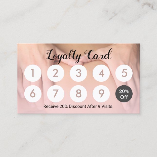 Tarjeta De Fidelización Masaje Terapia Spa 10 Punch Lealtad del Cliente (Anverso)